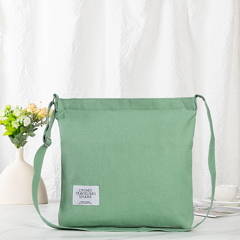 Covelin Women's Retro Large Size Canvas Shoulder Bag Hobo Crossbody Handbag Casual Tote Dark Sea Green - Image 4